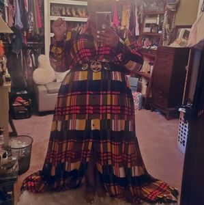Plaid Button Front Maxi Dress